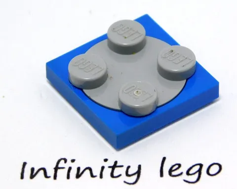 6 LEGO Blue Turntable Base with Light Grey Round Plate 2x2 (3679 3680) 6 Pieces