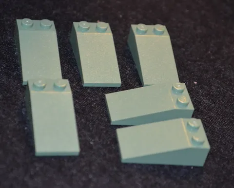 (6) 2x4Sand Green Long Slope Bricks ~ New Lego Parts ~