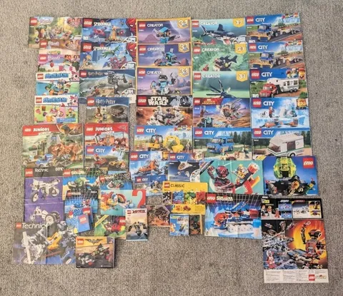 Huge Lot Of 48 Booklet Instruction Manuals( Spiderman,Harry Potter,City, & MORE!
