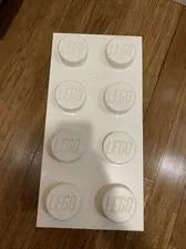 2012 LEGO White Storage Brick LARGE Tub Project Case 8 Knobs Stud Organizer COOL