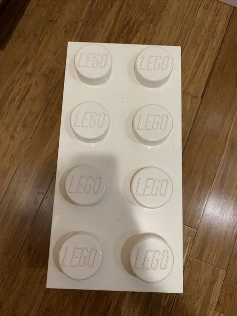 2012 LEGO White Storage Brick LARGE Tub Project Case 8 Knobs Stud Organizer COOL