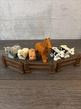 VTG LEGO Duplo Farm Animals Cows Pig Sheep Donkey Horse Fence Lot