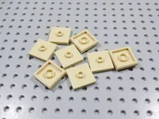 LEGO Lot of 8 Tan 2x2 Smooth Plates w/ Stud in Center BD