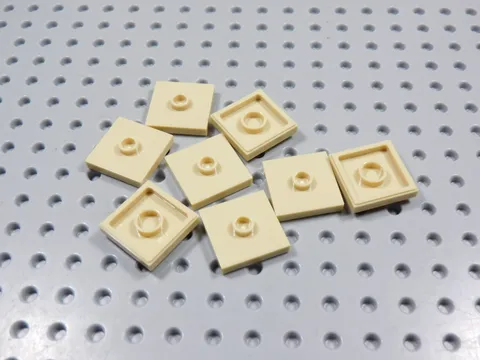 LEGO Lot of 8 Tan 2x2 Smooth Plates w/ Stud in Center BD