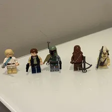 LEGOStarWarsMinifigure Lot (5) Luke Skywalker Han Solo Boba Fett Chewbacca Ewok.