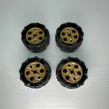 Lego Technic Wheel Hard Plastic, Treaded with 7 Pin Holes Set Of 4 (22410)