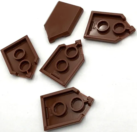 Lego 5 New Reddish Brown Tiles Flat Smooth Modified 2 x 3 Pentagonal Parts