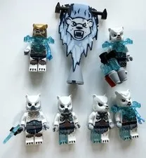 LEGO Legends of Chima Ice Tribe Bear Minifigure Lot of 6 w/ Banner