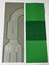Lego Base Plates 32x32 - Roads Helipad Green Grass - Lot of 6