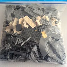 LEGO 2 Pounds Bulk Lot Gray & White Bricks Pieces Parts in Polybag