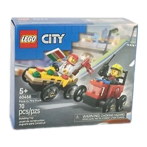 LEGO®  CITY Pizza vs. Fire Truck Race Car Pack Toy Building Set 60458