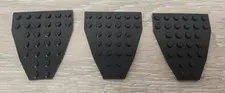 Lego 2625 Black Wedge Plate 7 x 6 without Stud Notches Boat Bow Plate Lot Of 3