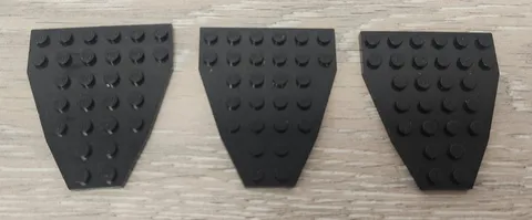 Lego 2625 Black Wedge Plate 7 x 6 without Stud Notches Boat Bow Plate Lot Of 3
