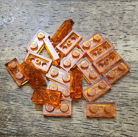 LEGO Trans-Orange Plate 1 X 2 QTY 20. Part No. 3023.