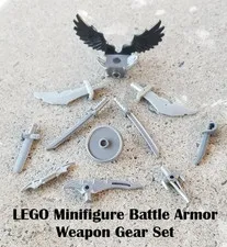 LEGO Minifigure Battle Armor Weapon Gear Set Knife Sword Sheild Sickle Katana