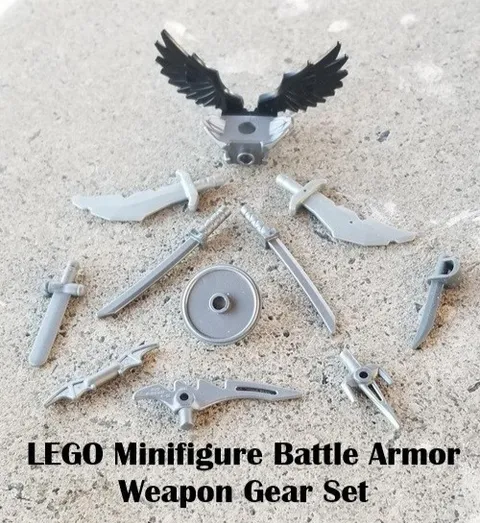 LEGO Minifigure Battle Armor Weapon Gear Set Knife Sword Sheild Sickle Katana