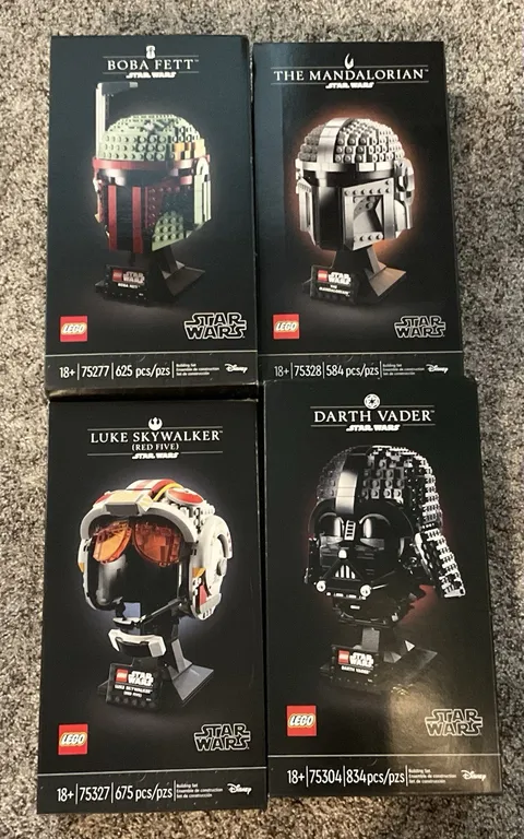 LEGO Star Wars Helmet (x4) Vader 75304 Fett 75277 Luke 75327 Mando  75328 NEW