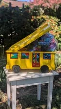 Vintage 1997 LEGO DUPLO Storage Ride On School Bus Storage And Blocks 