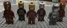 Lego Marvel Iron Man Minifigure Lot Mk 1, Mk 5, Mk 41, Mk 50, Mk 6, Mk 43