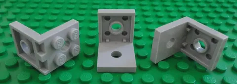 LEGO x 3 Classic Light Gray Bracket 2 x 2 - 2 x 2 with 2 Holes 3956 NEW