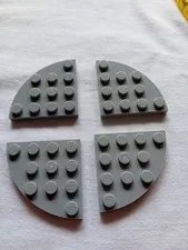 No 100 4 X Lego Sheets 4x4 Round Corner 30566 Light Grey