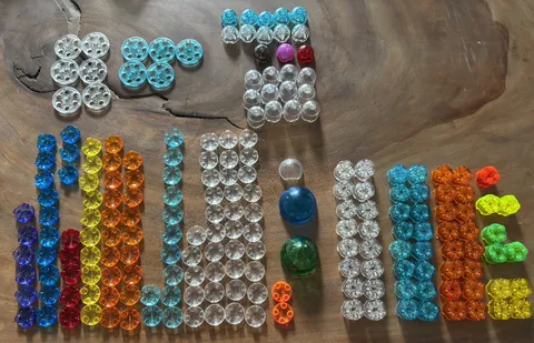 195 Genuine LEGO Translucent Bricks Plates Domes Cylinders Pulley Parts Lot