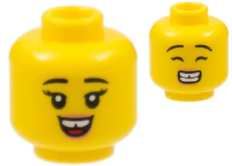 Lego New 71034 Reindeer Minifig HEAD Yellow Female Smile/Grin Closed Eyes D183