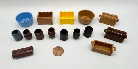 Lego Cargo Crates, Barrels, Treasure Chest, Baskets Lot
