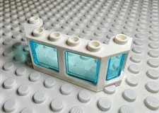 LEGO Window 2 x 6 x 2 Train Front / Boat 17454 with Blue Glass 17457