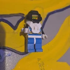 LEGO Minifigure White Torso Blue Legs Helmet w/ Visor White Backpack Figure