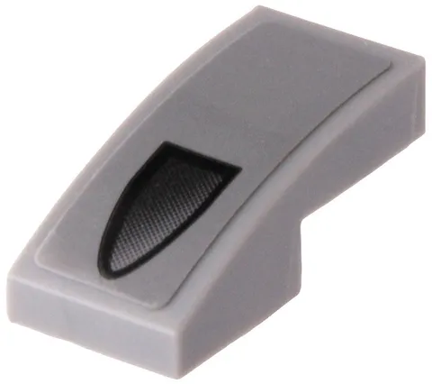 LEGO Light Bluish Gray Slope, Curved 2 x 1 x 2/3 with Black Air Intake Pattern M