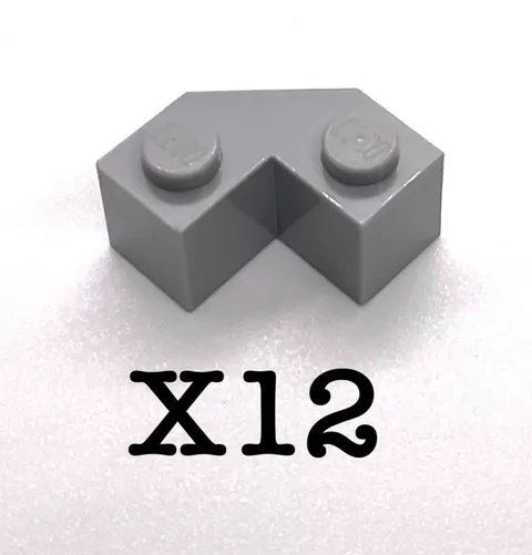Lego Castle Corner Bricks 87620 - Mod. Facet 2x2 - Med. Stone Gray - 12 Pcs.
