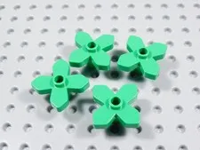 LEGO Lot of 4 Bright Green Flowers w/ 4 Petals Plants Minifig BI