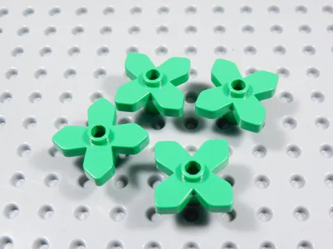 LEGO Lot of 4 Bright Green Flowers w/ 4 Petals Plants Minifig BI