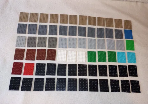 72 plates LEGO ® 6 x 8 plate 3036, u receive all 72 plates shown, Free Shipping