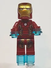 LEGO Marvel Super Heroes Iron Man Minifigure Red/Gold Armor Trans-Light Blue