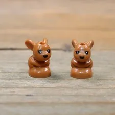 LEGO Medium Nougat Baby Bunny Rabbit Sitting Black Eyes 18852pb01 Qty 2