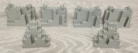 Lot Of 6 Lego 6082 & 6083 Old Light Gray Rock Panel Top & Bottom LURP READ!!!