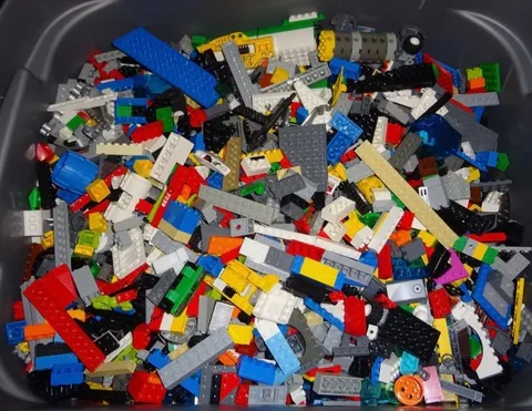 Bulk LEGO LOT 2 pound box of Bricks, parts, Pieces, Tires accessories five pound