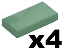 Lego 4 New Sand Green Tile 1 x 2 Studs with Groove Piece Part 3069B GR1