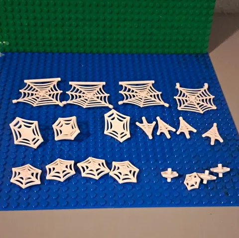 LEGO White Spider Web Elements Bulk Lot 19 Pieces. Excellent Condition
