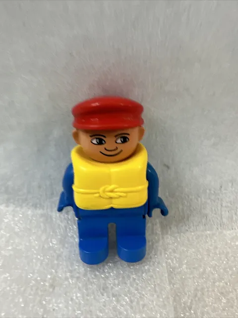 Lego Duplo FATHER MAN DAD in LIFE JACKET FIGURE 1986 Vintage Sailor for Boat #2