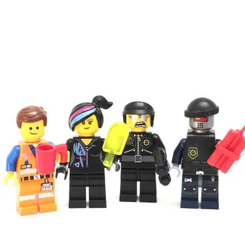 LEGO Movie Minifigure Lot 4 Figures w/ Accessories Emmet Lucy Bad Cop Robo SWAT