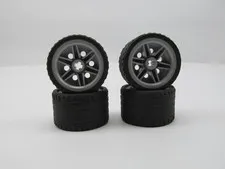 Lego Technic Gray Wheel 56145 + Black Tire 37 x 22 55978 ~ SET of 4
