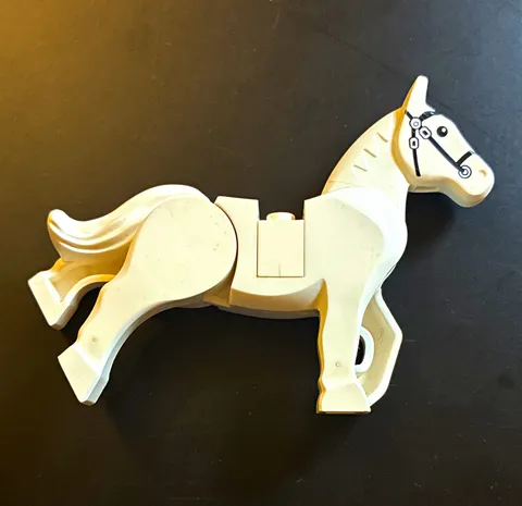 LEGO White Horse Animal Figure with Printed Bridle, 1 Piece Plastic