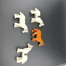 LEGO Vintage Lot Of 4 Horses With Moveable Heads - 3 White, 1 Brown