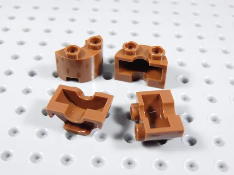LEGO Lot of 4 Reddish Brown 1x2x1 Half Cylinder Panels BA
