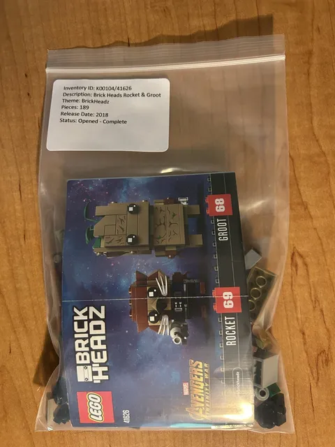 LEGO BRICKHEADZ: Groot & Rocket (41626) - Complete with Manual
