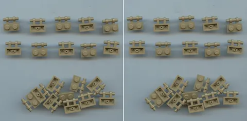 LEGO x 40 Dark Tan Plate, Modified 1 x 2 with Bar Handle on Side 2540