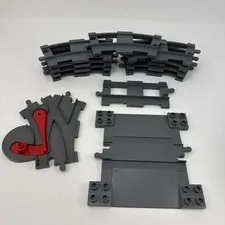 LEGO Duplo Train Tracks 9 Curved 1 Straight, Switch Track And Crossing